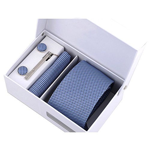 Coxeer® Men's Tie Necktie Set for Business Wedding with Cufflinks Handkerchief & Tie Clip