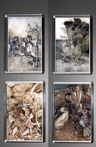Gift Boxed Set of 4 Fridge Magnets Arthur Rackham Alice in Wonderland 3