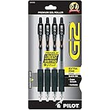 Pilot G2 Retractable Premium Gel Ink Roller Ball Pens, Extra Fine Point, 4-Pack, Black Ink (31055)