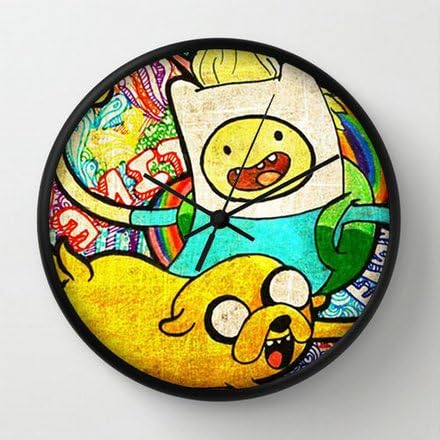 Adventure Time Wallpaper Black Frames Wall Clock Modern Design Watch Wall 10" Cartoons Wall Decor Clock