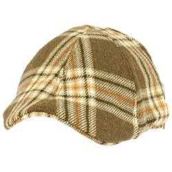 Men's Winter Fall Duck Bill Curved Ivy Cabby Driver Tartan Plaid Hat Cap Brown M