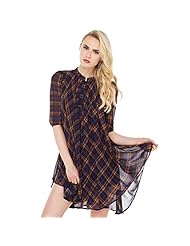 Plaid Print 2015 Chiffon/Polyester  Shirt  Dress