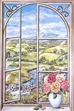 Stupell Industries Wrought Iron and Cabbage Rose Window Scene