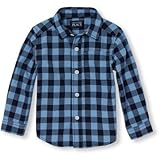 THE CHILDREN'S PLACE(ザ・チルドレンズプレイス) ロングスリーブチェックプリントツイルボタンダウンシャツ グローブブルー トップス長袖シャツ 2歳【並行輸入】
