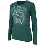 NFL Women's Philadelphia Eagles Coin Toss Long Sleeve Crew Neck Overrdyed Tee (Marine Green Heather, Large)