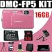 Panasonic Lumix DMC-FP5 14.1 MP Digital Camera with 4x Optical Image Stabilized Zoom (Pink) BCK7 Battery/Charger 16GB DavisMAX Bundle