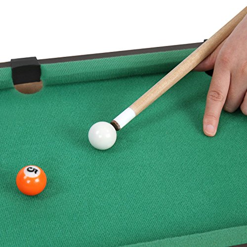 Imagen 3 de Jago - Mini mesa de billar móvil con accesorios (16 bolas, triángulo, 2 tacos y 2 tizas) - aprox. 70/37/21 cm