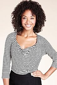 Cowl Neck Striped Stretch Top