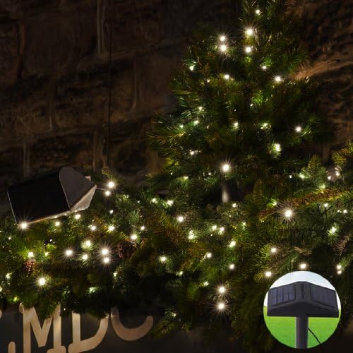 Innoo Tech Solar Powered Christmas Fairy Lights String, Outdoor Lighting Warm White 220 Led Bulbs for XMAS Garden Patio Party Wedding Holiday Birthday,Two Tilted Solar Panels With 8 Function Modes