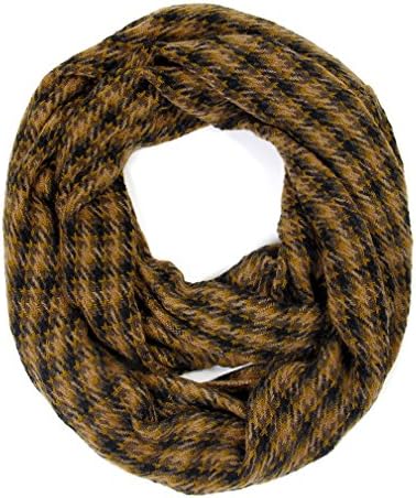Scarfand Plaid Tartan Checker Block Infinity Scarf (Checker Brown)