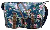 Clothing & Shoes Online Shop Ranking 185. Exotic Glitter Designer Oilcloth Blue Floral Print Cross Body Saddle Bag Satchel Shoulder Messenger Green