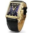 Bosovi Mens Designer Watch with Swiss Movement and 64 Diamonds - 18K Yellow Gold Pl.
