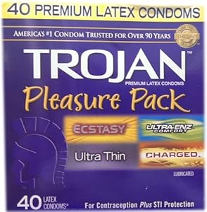 Trojan Condom Pleasure Pack Lubricated, 40 Count