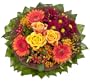 Blumenstrauß "Füllhorn" mit orangen Rosen und Germini Blumenstrauß "Füllhorn" mit orangen Rosen und Germini