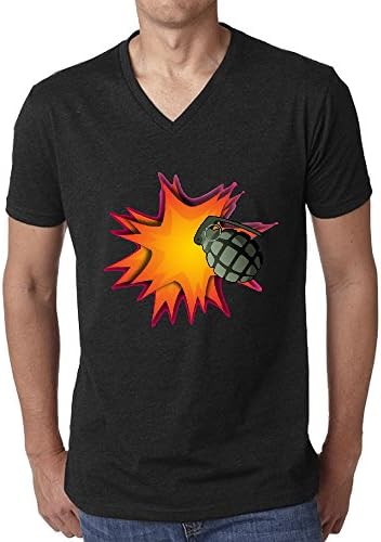 Grenade Explosion Premium V-Neck T shirts For Men Black