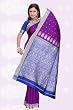 Magenta with royal blue contrast pallu India sari / bellydance fabric