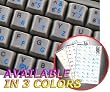 POLISH (214) KEYBOARD STICKERS WITH BLUE LETTERING ON TRANSPARENT BACKGROUND