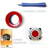Blackberry Trackball Replacement Kit - Red Trackball & Red Rim for Blackberry 8100 / 8130 / 8300 / 8310 / 8320 / 8800 / 8820 / 8830 / 8900 / 9000 / Curve / Pearl + Trackball Tool / Opener + FREE BONUS Digicom Screen Protector for Blackberry 9000