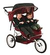CLOSE OUT!! Double T Double Jogging Stroller Woodland Maroon Weather Cover
