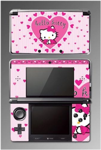 Cute Kitty Hearts Pink Flower Sticker Girl Gift Video Game Vinyl Decal Skin Cover Protector for Nintendo 3DS