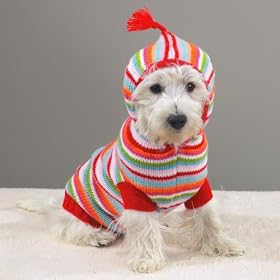 MEDIUM - Striped Hoodie Sweater - BRIGHT STRIPES DOG SWEATER
