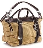 Natural & Brown Woven ''Meg'' Francesco Biasia Satchel