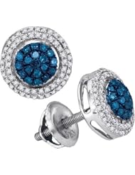 10KT White Gold 0.35 CTW-Diamond Micro-Pave Earring