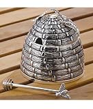 BEEHIVE HONEY JAR - SILVER PLATED BEEHIVE HONEY JAR