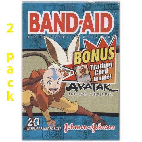 Band Aid, Avatar The Last Airbender, 20 Sterile Assorted Sizes, (Pack of 2) + BONUS Trading Card Inside