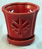 Amazon / Hirts: Pots: Maple Leaf Orchid Pot/Saucer 5 x 5 1/8 - Royal Red