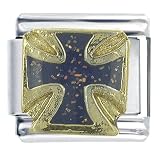 Blue Maltese Cross Christmas Religious Italian Charms Bracelet Link