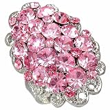 The Stainless Steel Jewellery Shop - Free Size Fashion Multi-Layer Petal Crystal Flower Cocktail Ring w/ Gem Stones