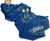 NFL Detroit Lions Adult Comfy Throw, Officially Licensed Blanket with Sleeves by Northwest, "Smoke" Design