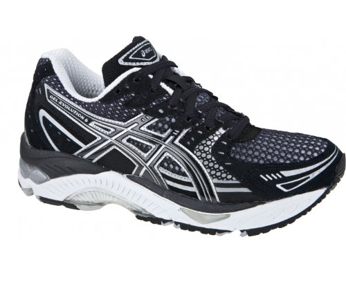 ASICS Damen Gel-Evolution 6 Laufschuhe, Schwarz/WeiÃ?/Silber, 40