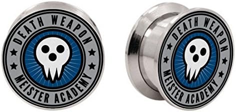 bOdfx Exclusive Ear Stretching Plugs. 1 Pair. Death Academy Ear Gauges (00g Stainless)