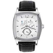 Bulova Men's Multifunction Black Leather Watch #96C35