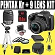 Pentax K-R 12.4 MP Digital SLR Camera with 3.0-Inch LCD and 18-55mm f/3.5-5.6 and 50-200mm f/4-5.6 Lenses (Black) + DLI109 16GB DavisMAX 9 Lens Bundle