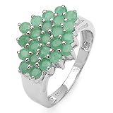 1.65 Carat Genuine Emerald Rounds Sterling Silver Cluster Ring