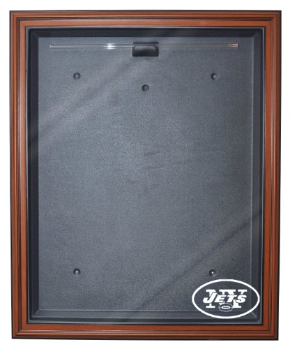 NFL New York Jets Cabinet Style Jersey Display -Brown
