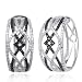 Sterling Silver Black & White Diamond Hoop Earrings