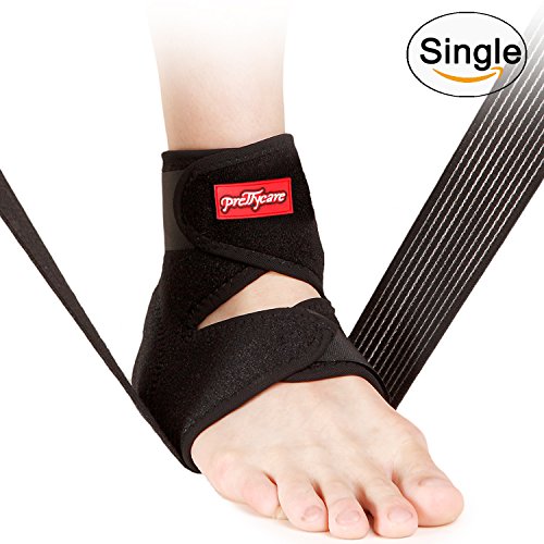 PrettyCare Ankle Brace ( New Design - Double Side Cushioning Pad ) Achilles Tendon Support Protector with Adjustable Wrap Band for Sport Protection & Pain Relief for Running Basketball for Men, Women