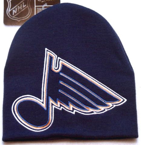 ST LOUIS BLUES NHL Cuffless Super Size Logo "HYPE LOGO" Style Knit Beanie Hat Ski Cap in Team Colors