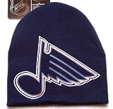 ST LOUIS BLUES Oversized Embroidered Logo Cuffless Knit Beanie Hat by Reebok