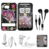 Full Diamond Black Case with Rainbow Butterfly Design Rhinestone Diamante 2 ....