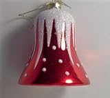 Seasons of Cannon Falls Red Snow Bell Glass Christmas Ornament