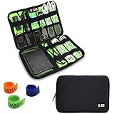 BUBM Universal Cable Organizer Electronics Accessories Case USB Drive Shuttle with Cable Tie (Medium-Black)