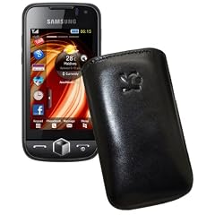Original Suncase Tasche fuer Samsung S8000 Jet  Leder Etui Ledertasche  (Schwarz)