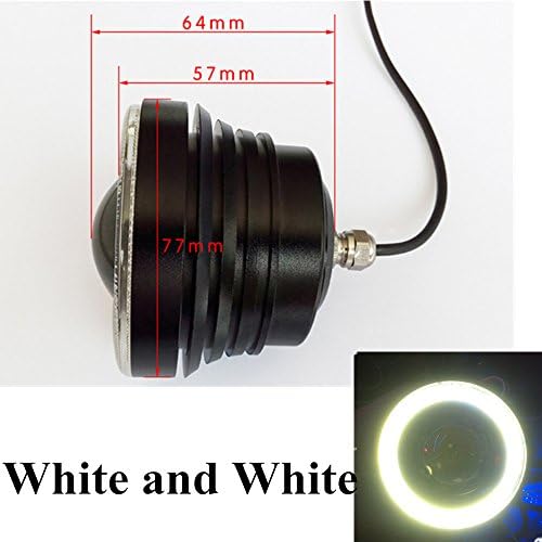 2x 12V Universal Super Bright Car LED COB Fog Angel Eyes DRL Spot Light Head Lamp 2 Color For Option (3 inch 76mm , White and White)