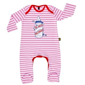 Rockabye-Baby In Milk We Trust Long Sleeve All-In-One (Pink/White, 6-9 Months)