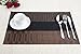 Top Finel Placemats,Plastic Table Mats Set of 8,Heat Resistant Washable Place Mats for Dinner Table,Brown&Black